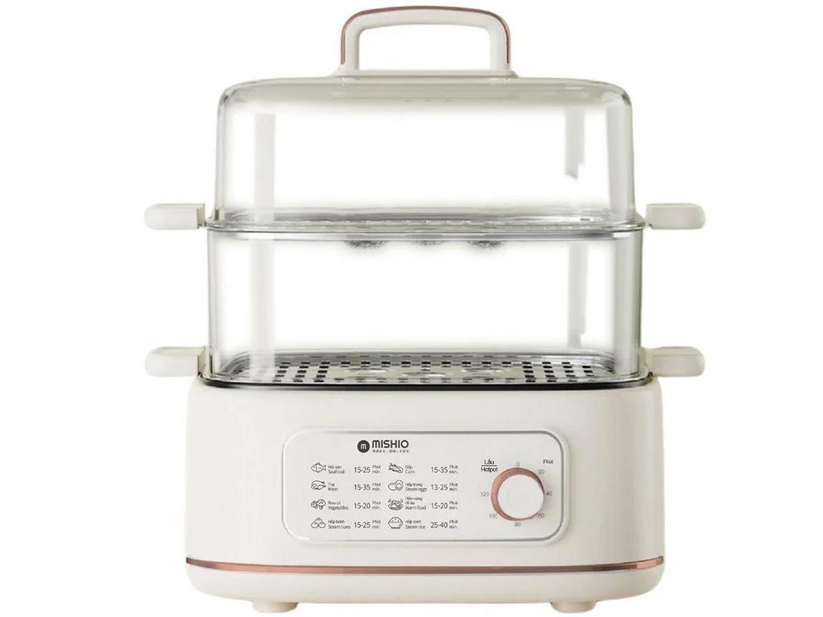 Tổng quan Nồi lẩu hấp thủy nhiệt Mishio MK382 khay hấp inox 304