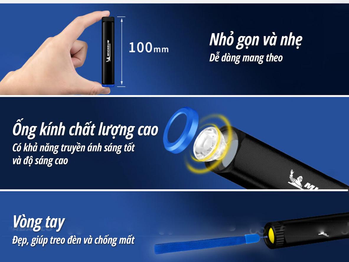 Pin AA dễ thay và các chế độ sáng linh hoạt.