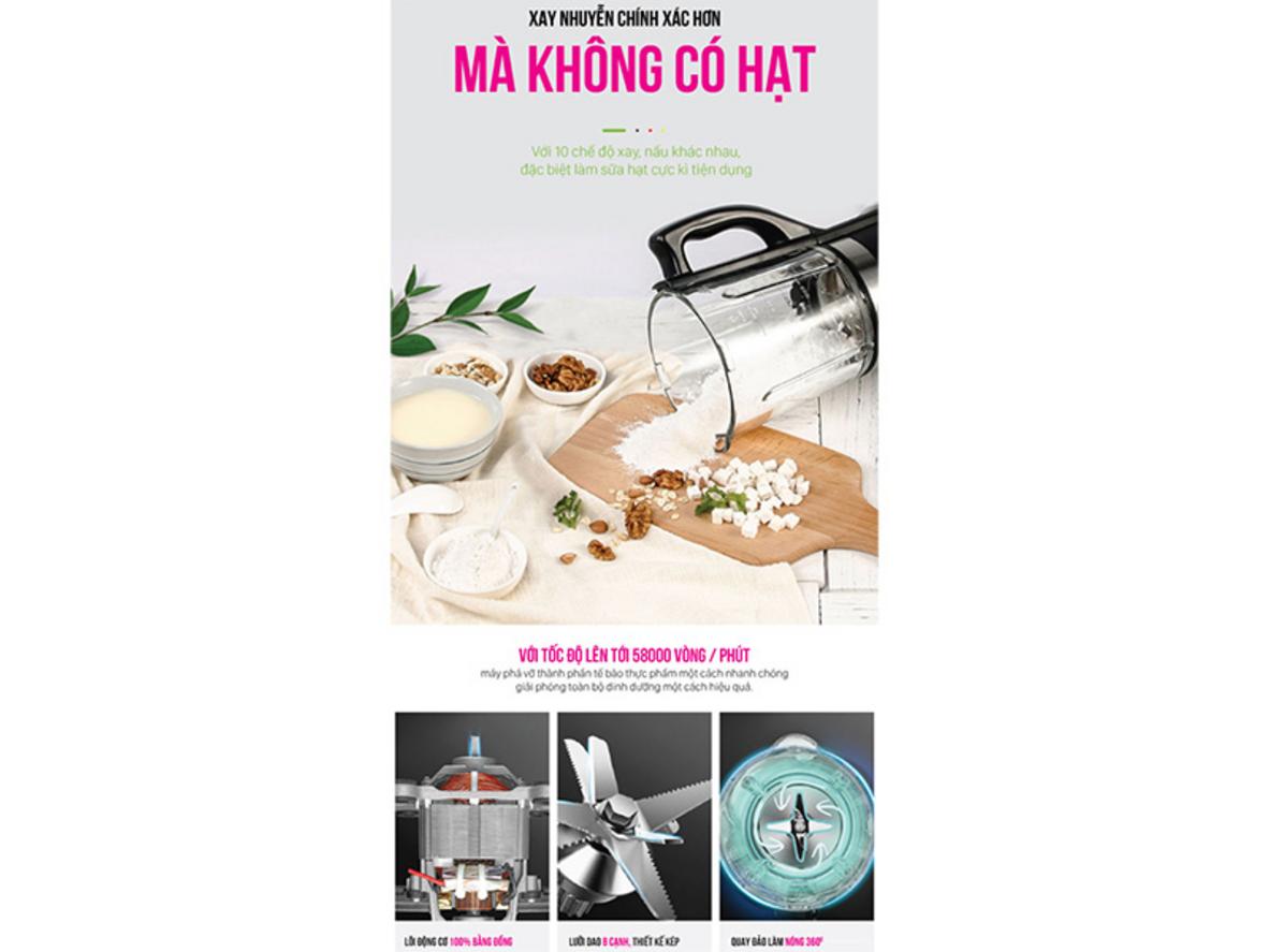 Cối thủy tinh 1.75L an toàn và bền.