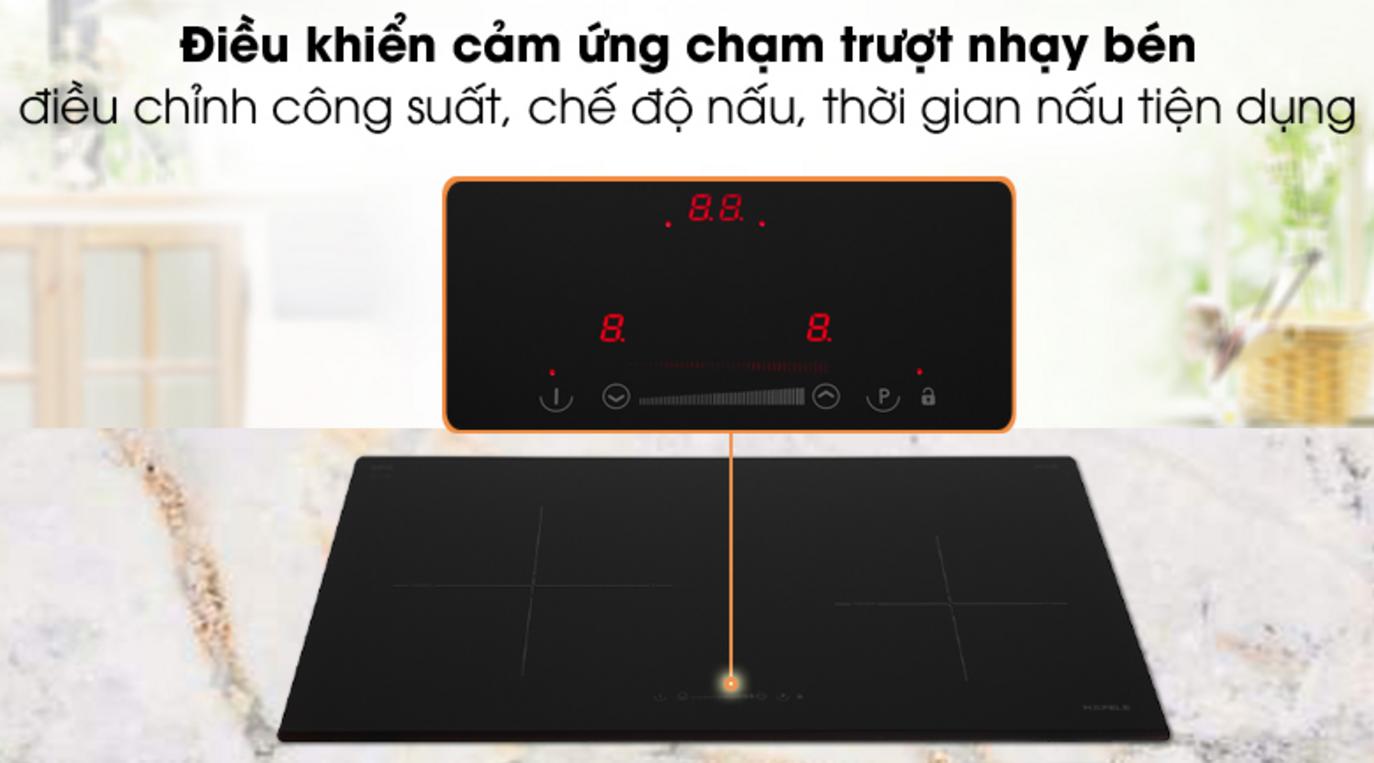 Slider 9 mức và 2 vùng nấu linh hoạt, dễ điều chỉnh.