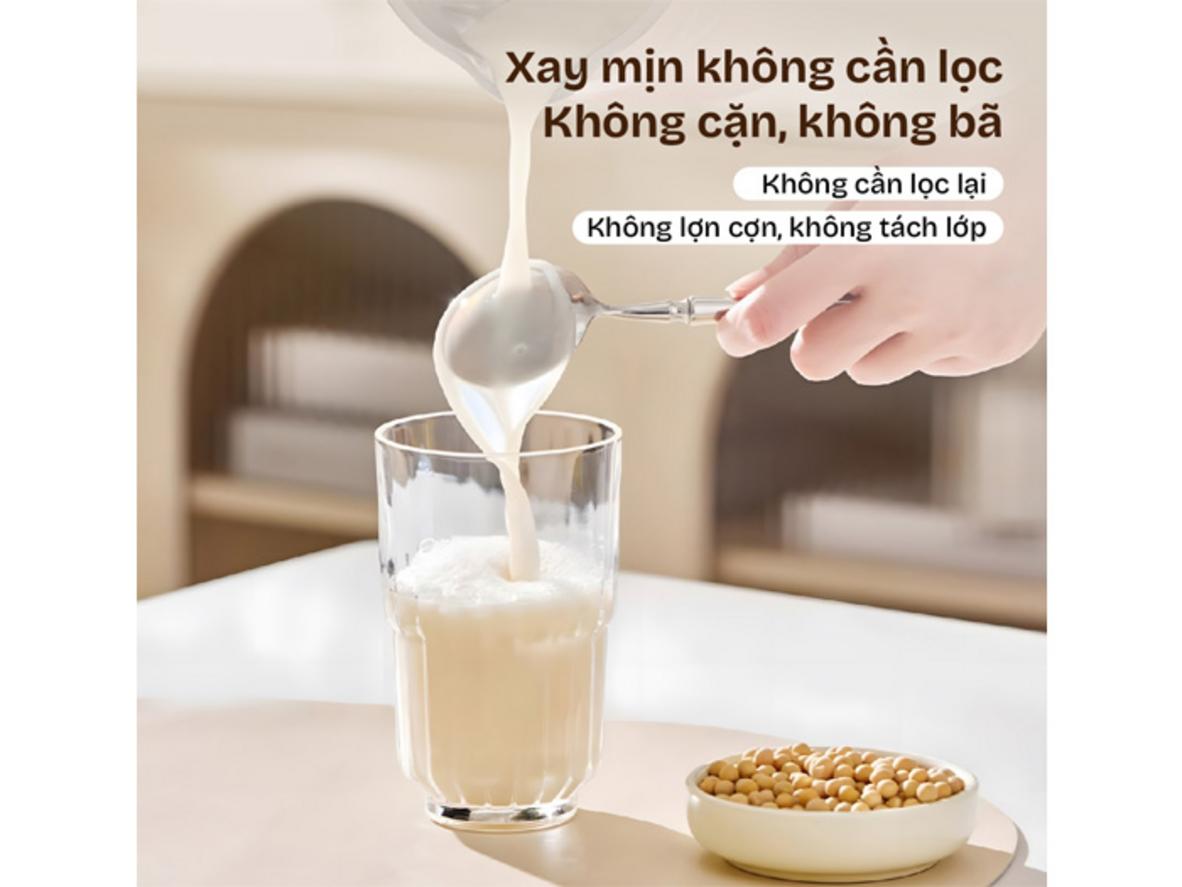 8 chế độ tự động: sữa hạt, yến mạch, cháo, bột gạo, sinh tố, đun & giữ nhiệt, tự vệ sinh, hẹn giờ