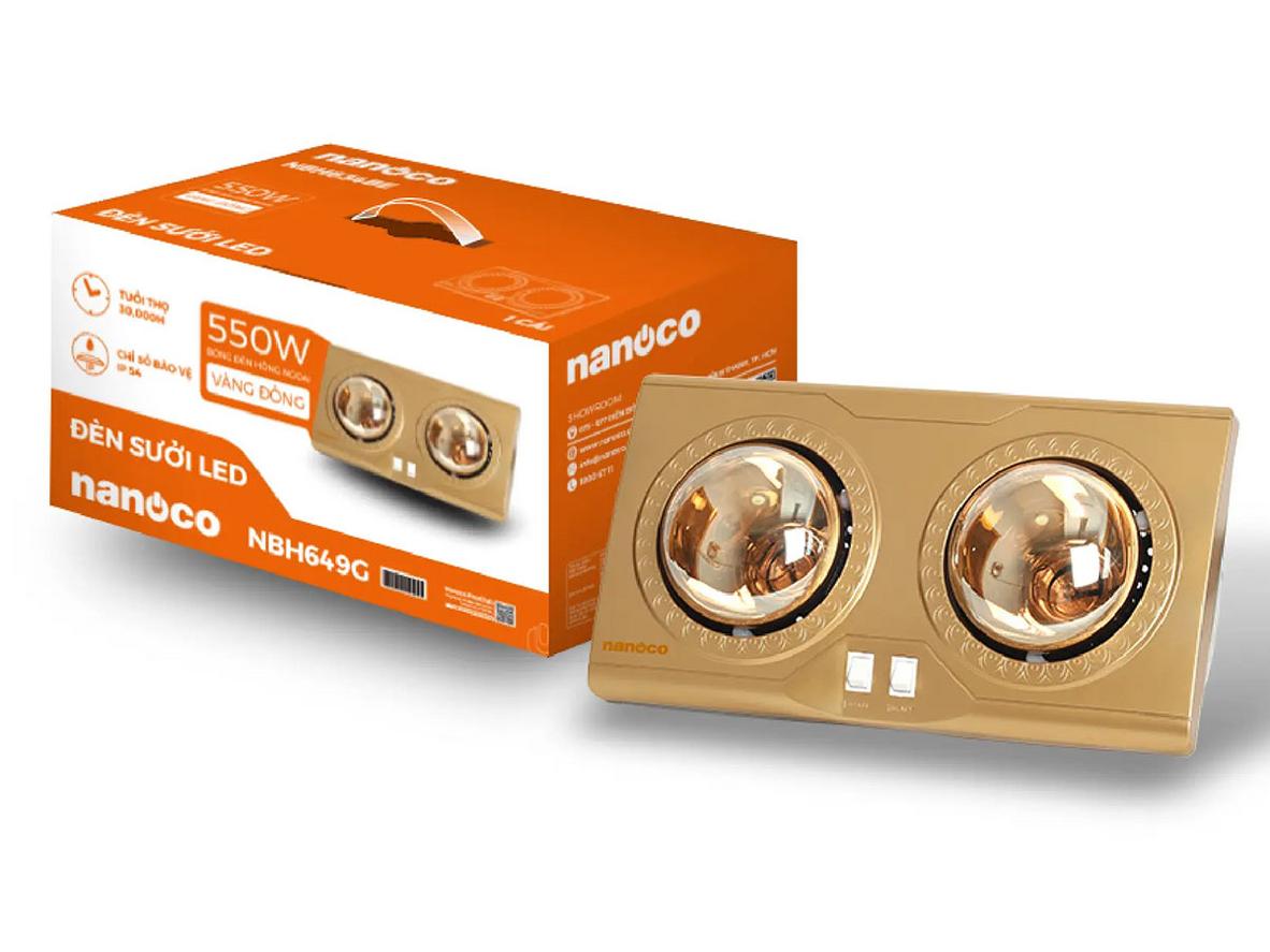2 bóng hồng ngoại 550W — sưởi ấm tức thì