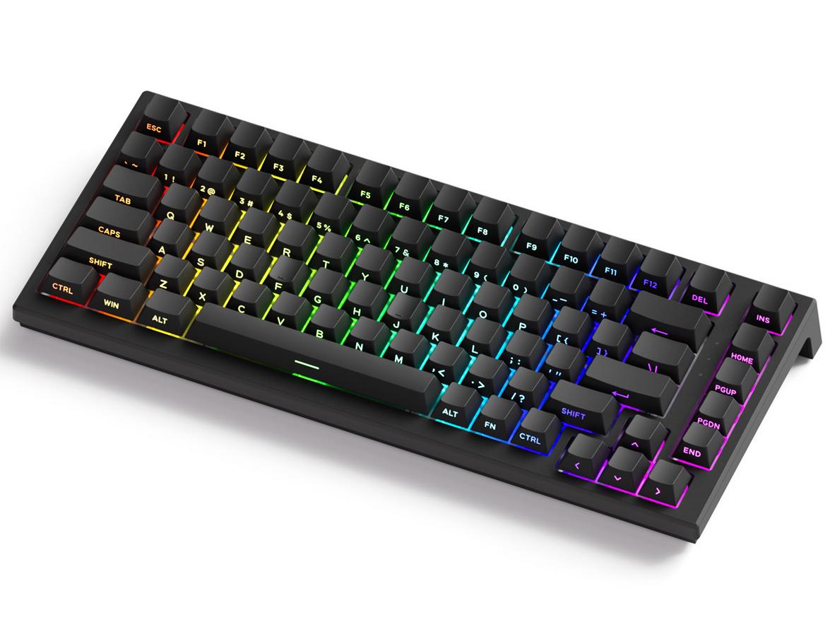 Compact 75% layout với keycaps PBT Double-Shot Cherry Profile.