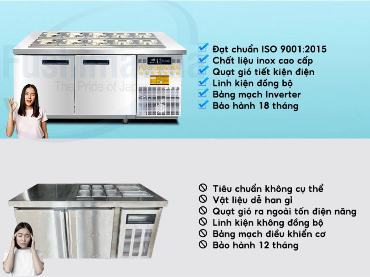 Inox bền bỉ, kích thước phù hợp quầy small/medium
