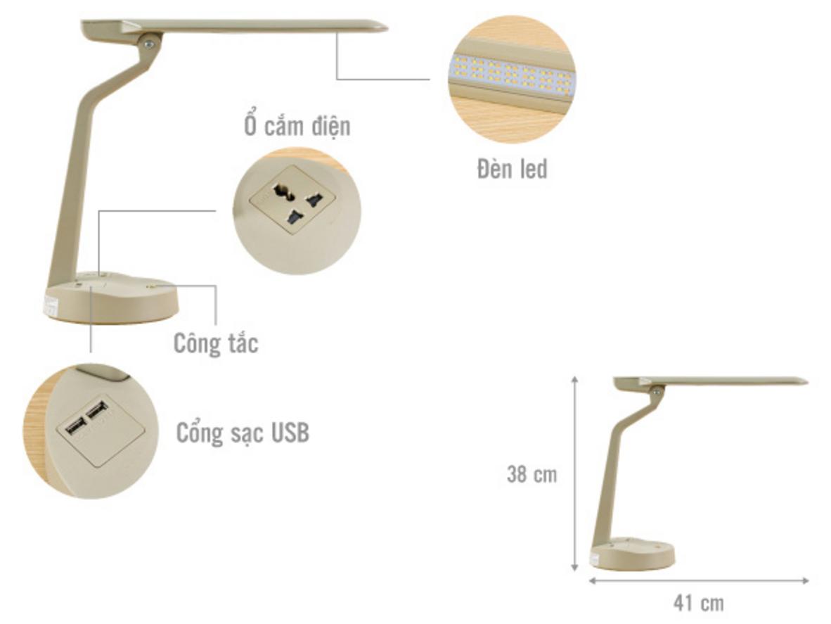 Cổng USB và ổ cắm đa năng trên chân đế
