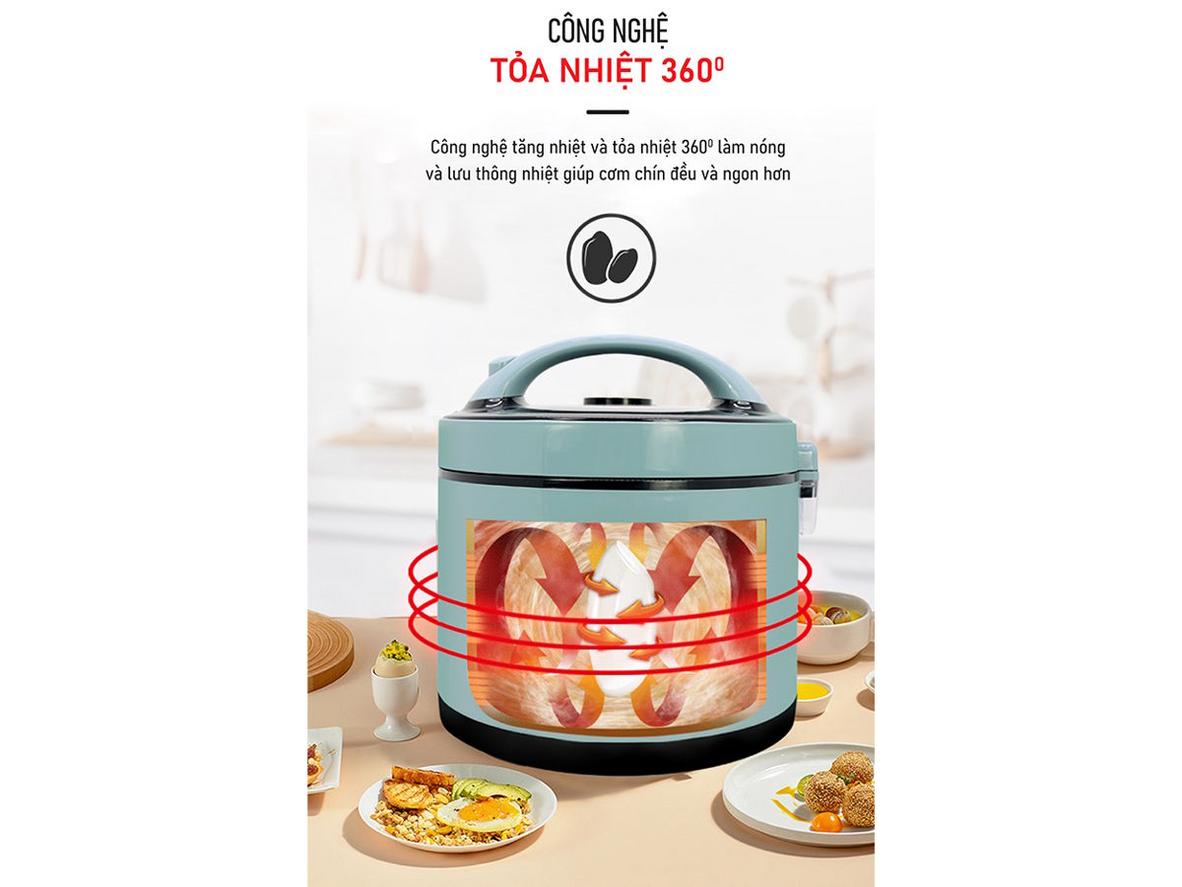Van thoát hơi và nắp gài với 2 chế độ Cook/Warm
