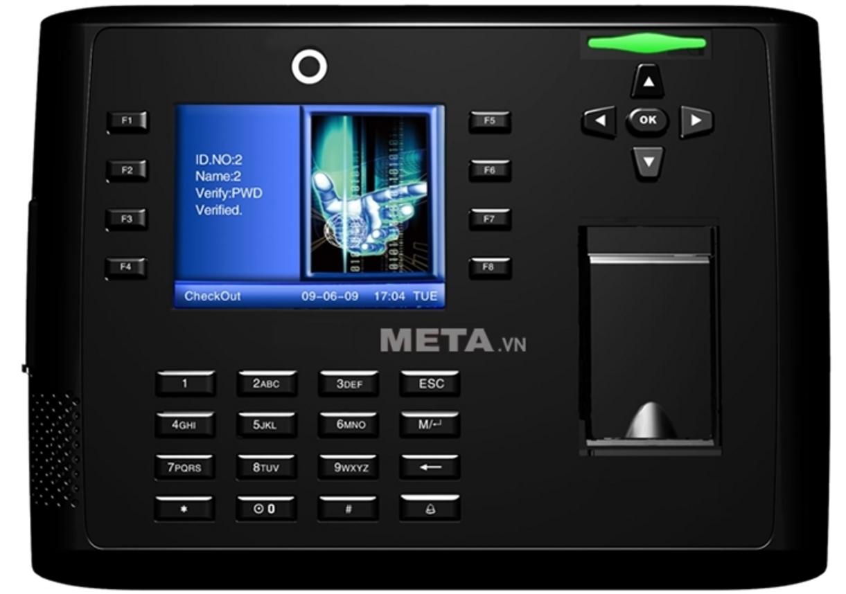 Đầu đọc vân tay quang học cho nhận diện nhanh và chính xác (WSE-810A) - Ảnh cận cảnh, high-res, office setting, staff interaction, clear finger placement on sensor. Provide close-up of sensor texture and screen feedback if possible (show name on screen).","imagePrompt":"Close-up image of fingerprint sensor in use on the Wise Eye WSE-810A, staff finger, screen showing name, office background, high-res, natural lighting.