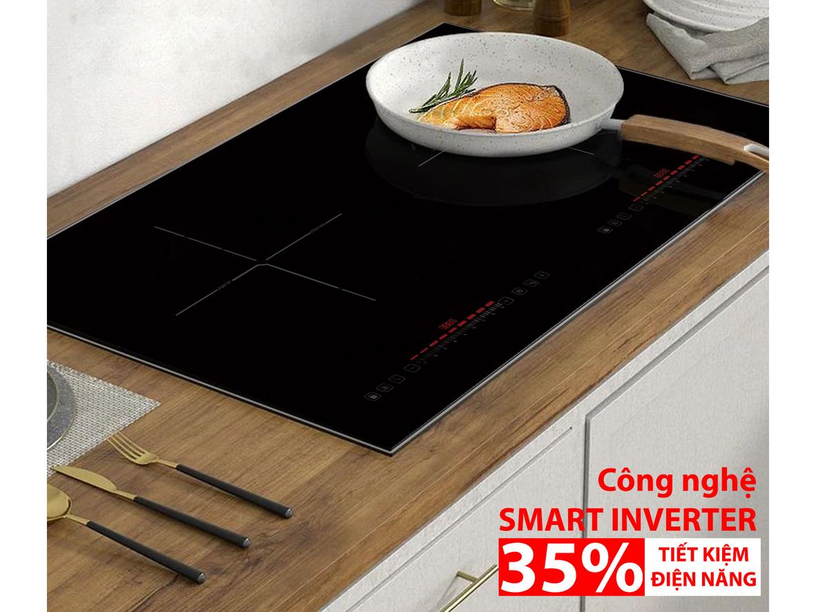 2 vùng nấu mạnh mẽ, nấu nhanh và linh hoạt.
