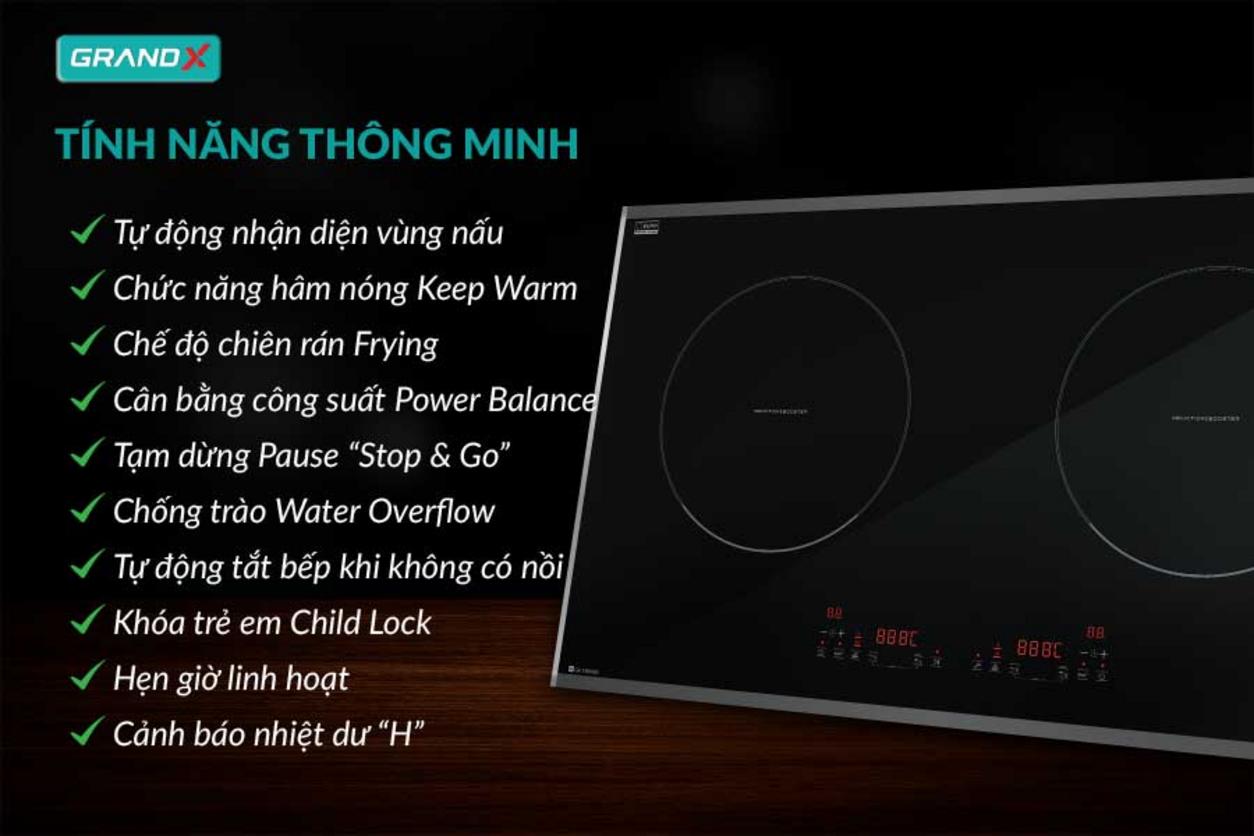 2 vùng nấu độc lập với Booster 2500W