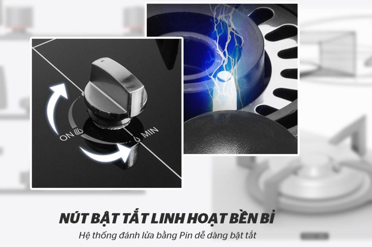 2 vùng nấu, đánh lửa IC tiện lợi cho bữa cơm hằng ngày.