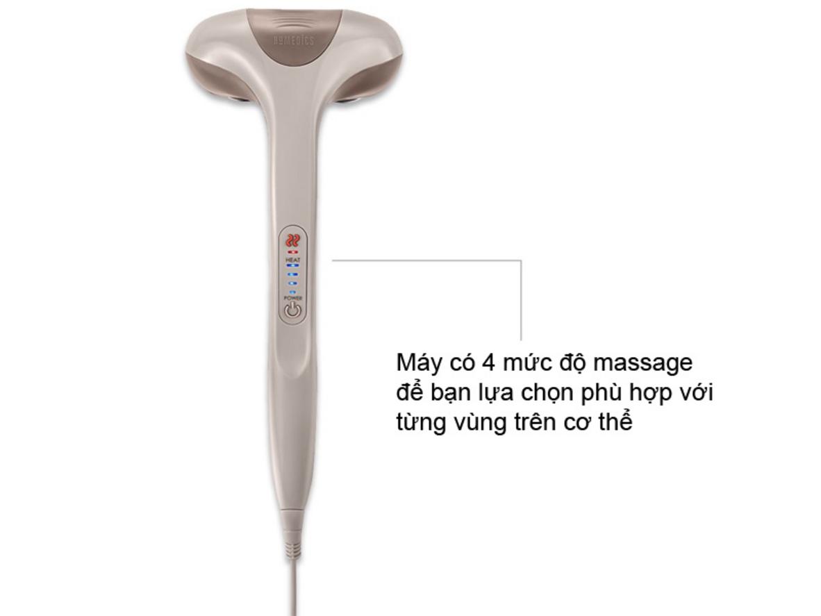 4 mức cường độ và 3 đầu massage linh hoạt