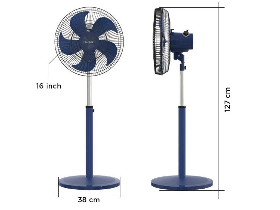 5 cánh nhôm sải 40cm giúp gió lan tỏa rộng và mát đều.