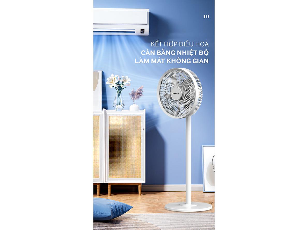 5 cánh quạt và sải cánh 36cm cho gió rộng, mát đều.