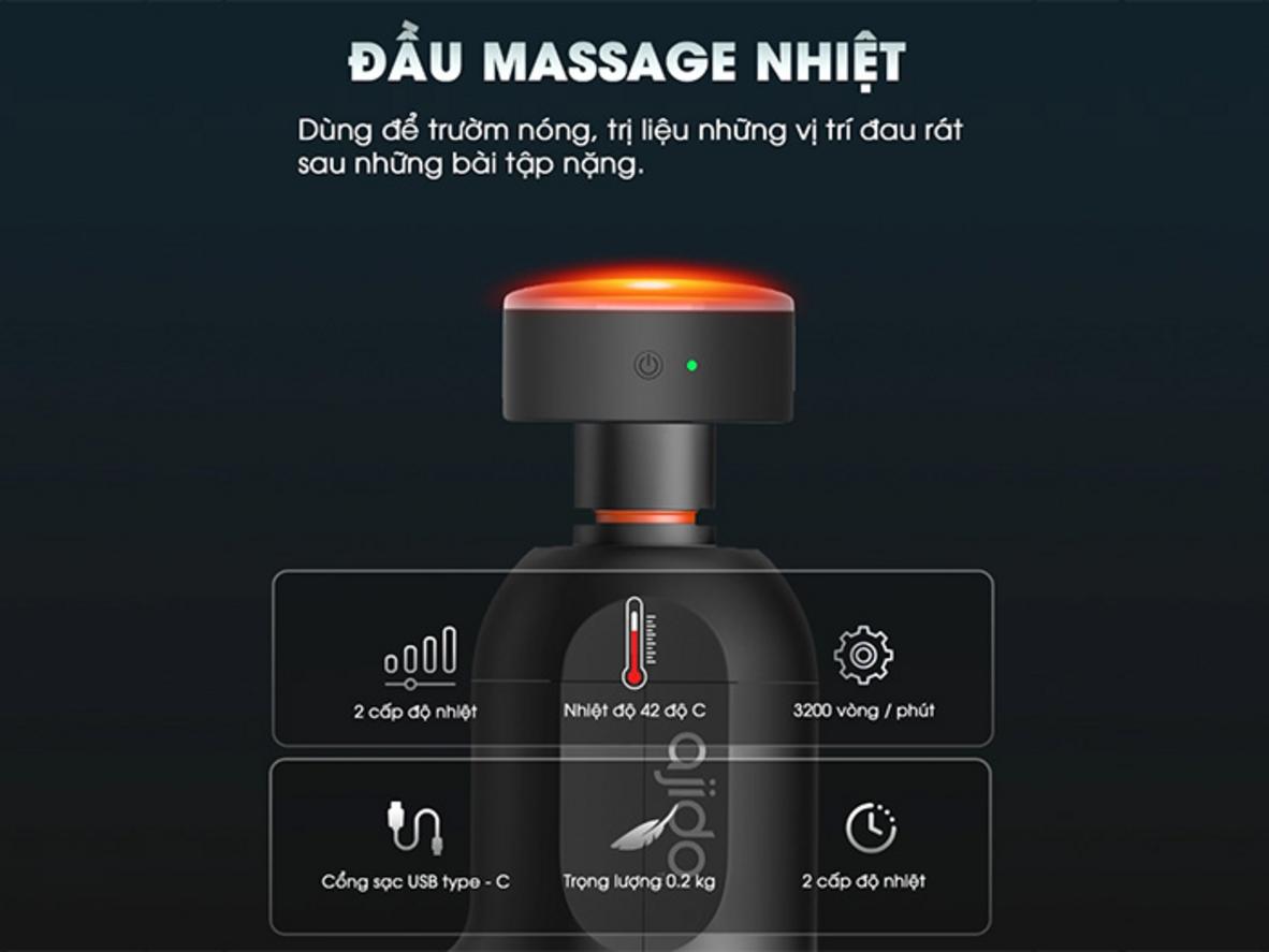6 cấp độ massage cho phép điều chỉnh lực theo từng nhu cầu.