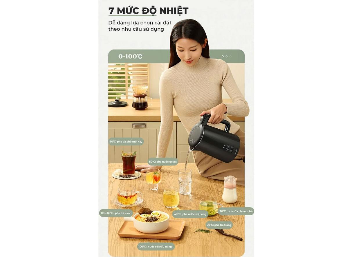 7 mức nhiệt cho nhiều nhu cầu sử dụng