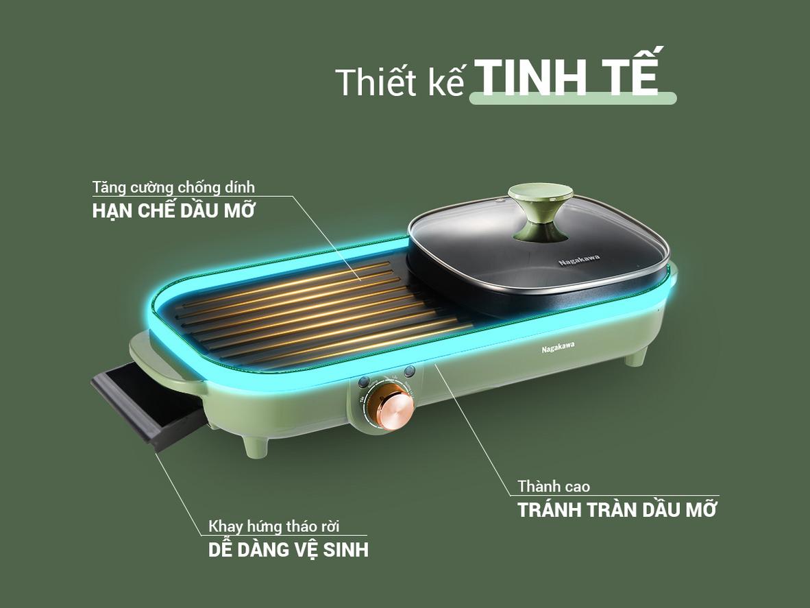 Tổng quan Bếp lẩu nướng điện đa năng Nagakawa NAG3104