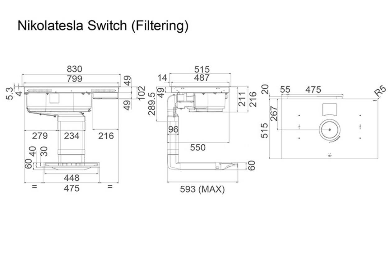 Tổng quan Bếp từ kết hợp hút mùi Elica NikolaTesla SWITCH