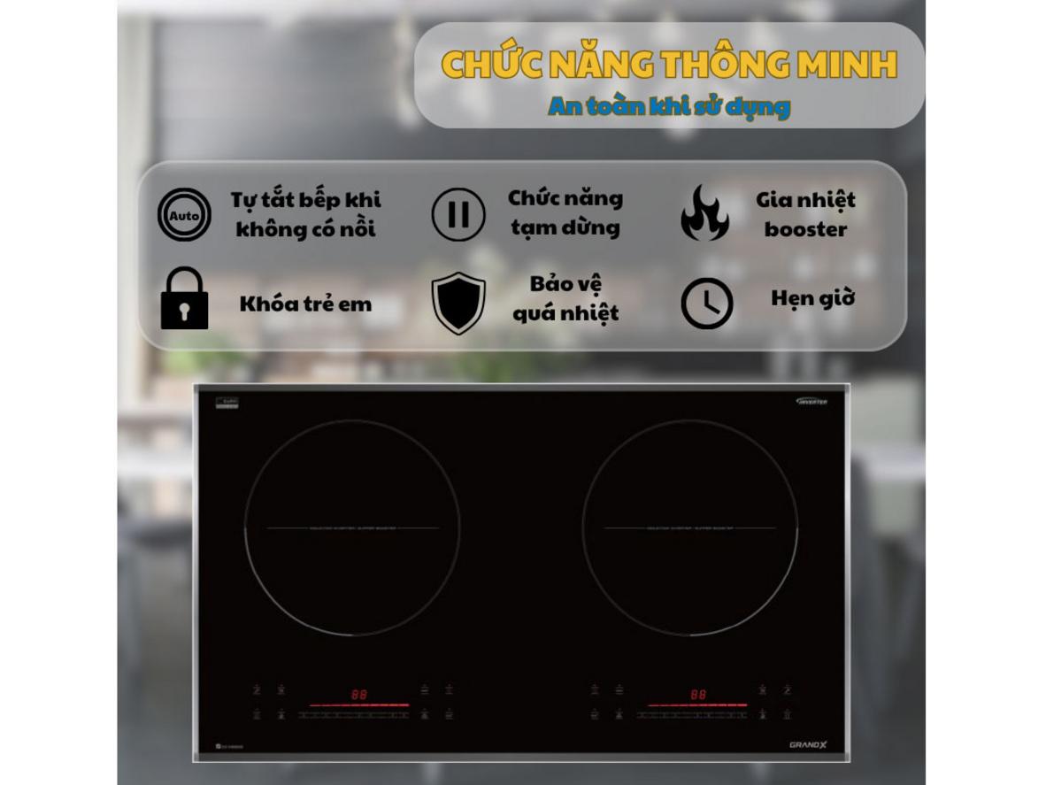 2 vùng nấu độc lập với Booster mạnh mẽ