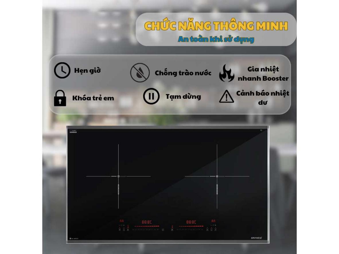 2 vùng nấu mạnh mẽ với Booster 2500W