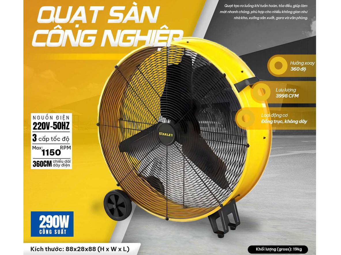 Cánh 30 inch / 76cm giúp lan tỏa luồng gió rộng hơn.