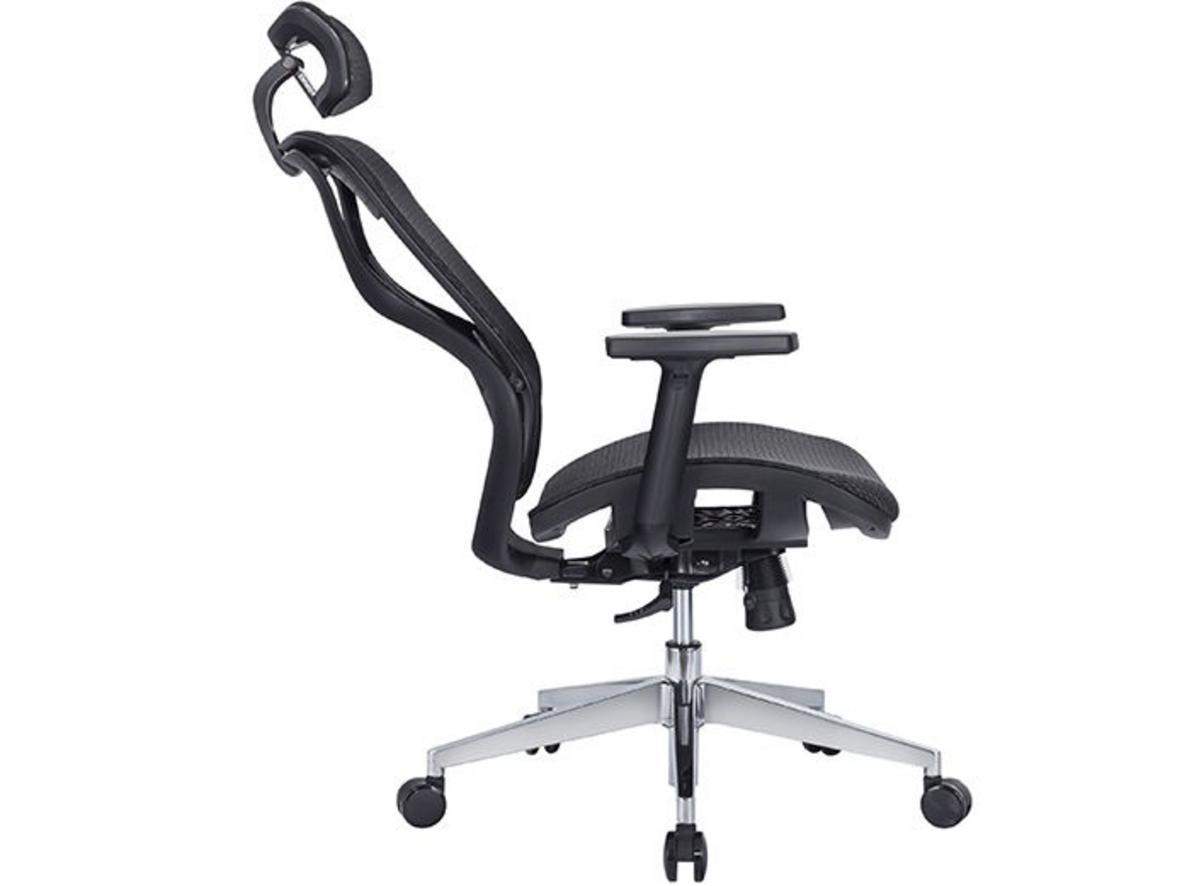 Chân nhôm 350mm và trụ Class-3 Bifma tăng độ vững chắc.