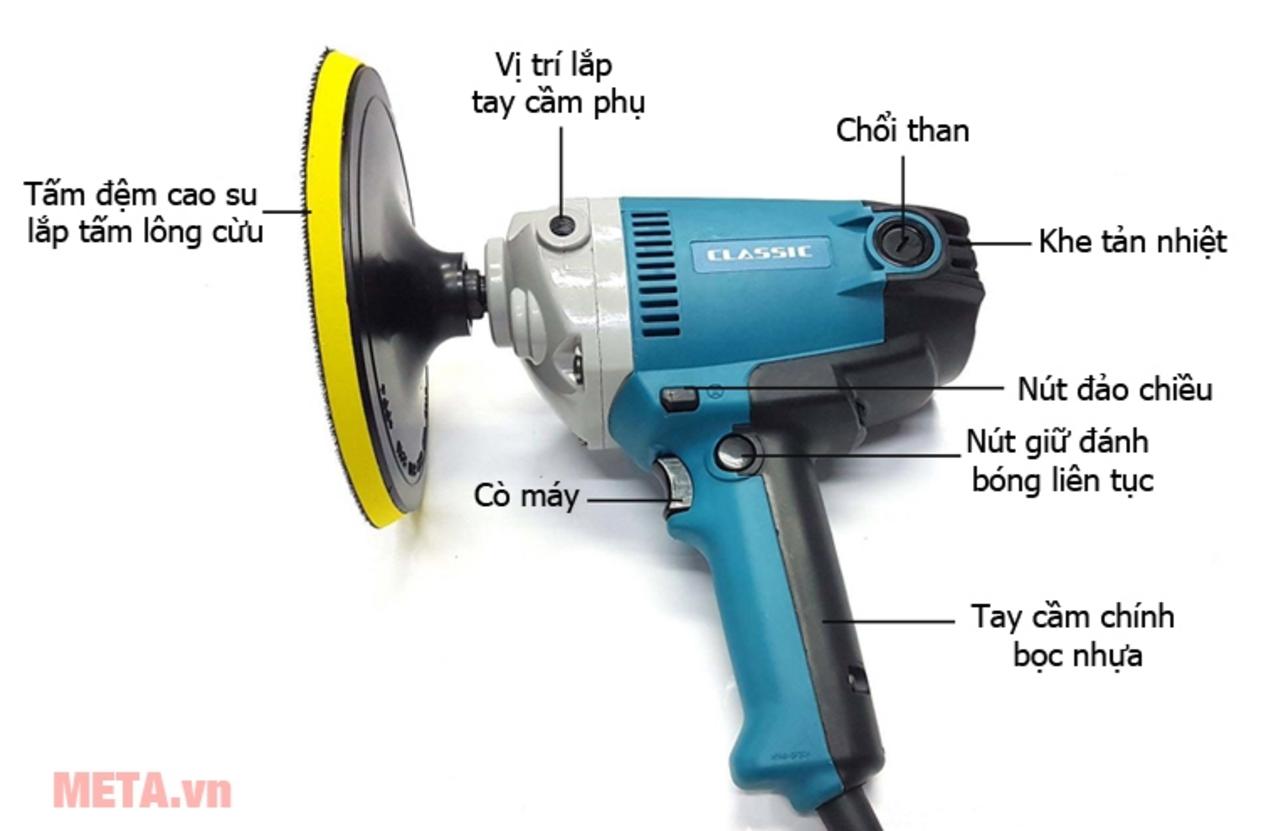 Công suất 1300W mang lại hiệu suất đánh bóng mạnh mẽ.