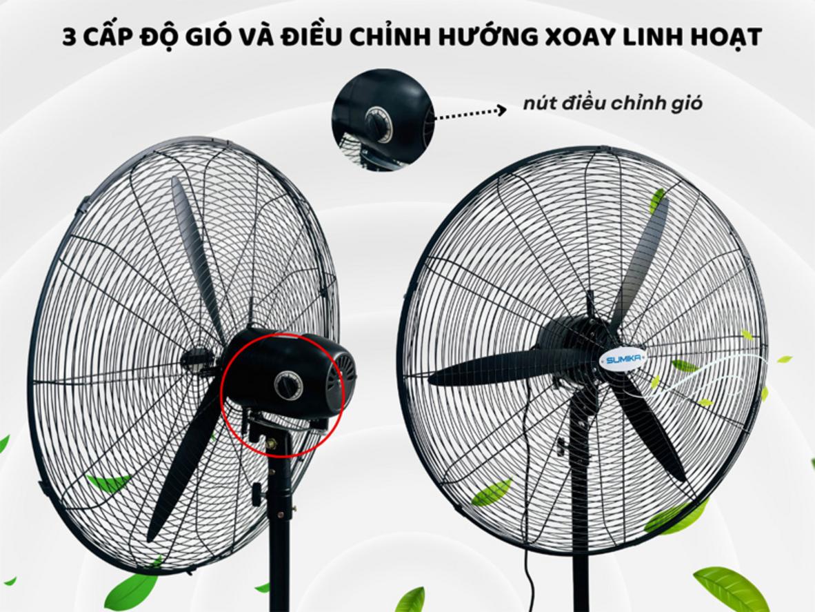 Công suất 280W và tốc độ quay 1.400 vòng/phút cho gió mạnh, ổn định.