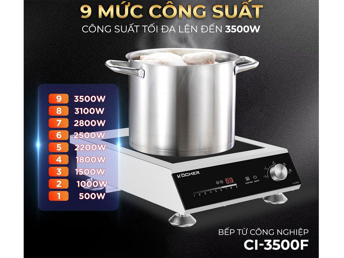 Công suất 3500W và mâm nhiệt kép giúp nấu nhanh hơn.