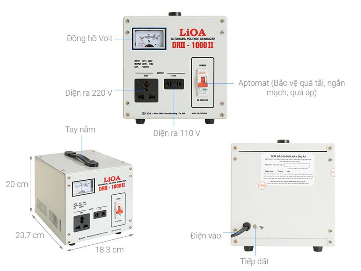 Dải điện áp vào 50V-250V giúp máy hoạt động tốt trong môi trường điện yếu.