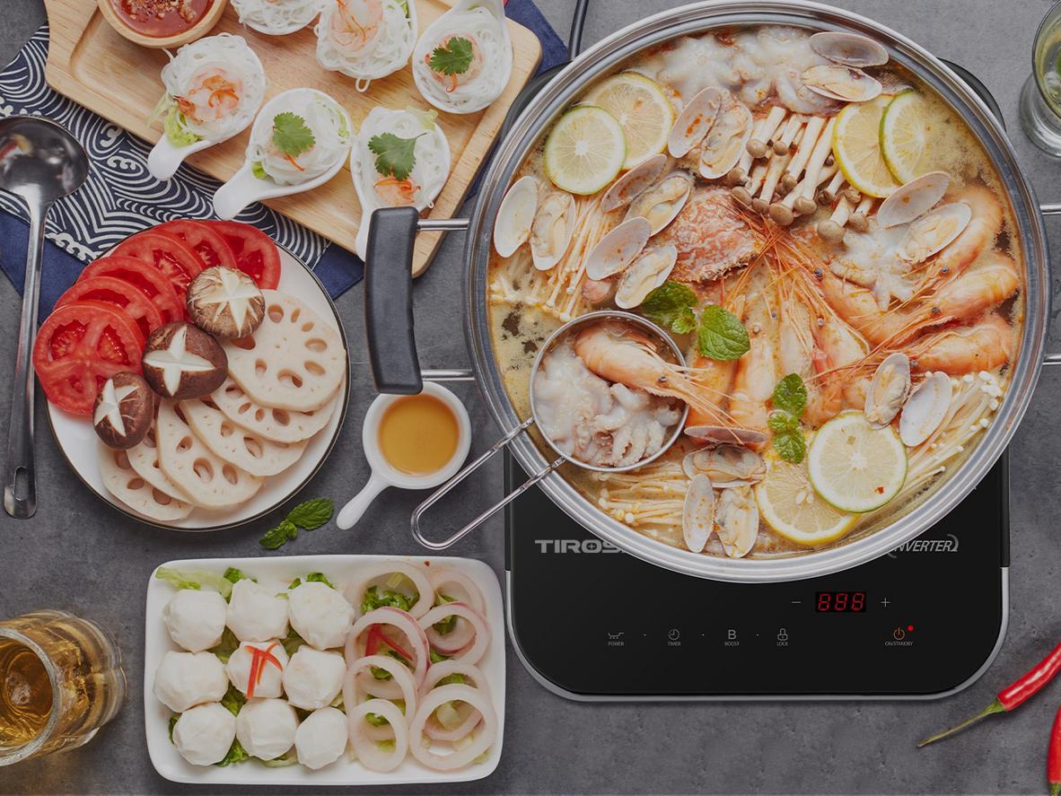 Dải nhiệt linh hoạt giúp bếp phù hợp nhiều kiểu nấu.