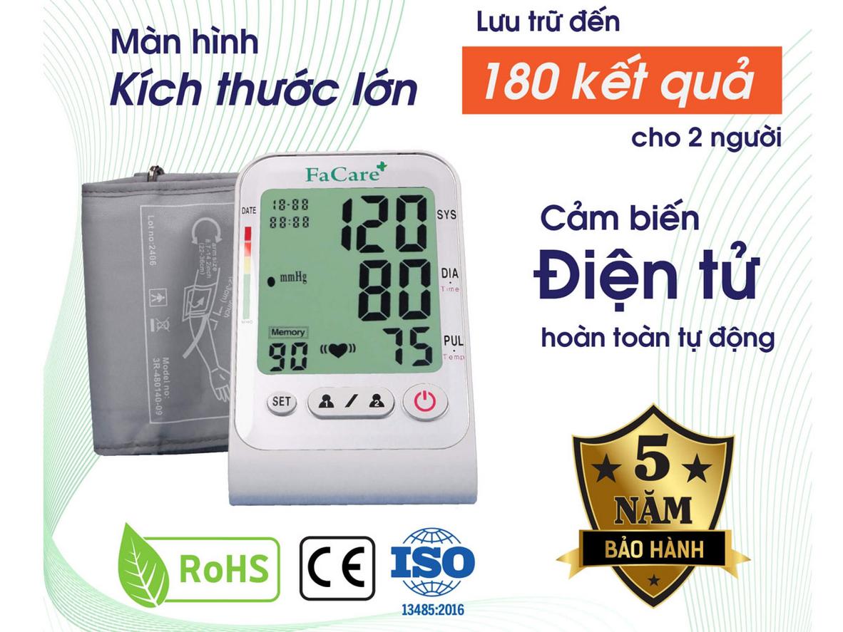 Đo bắp tay tự động, thao tác đơn giản và nhanh chóng.