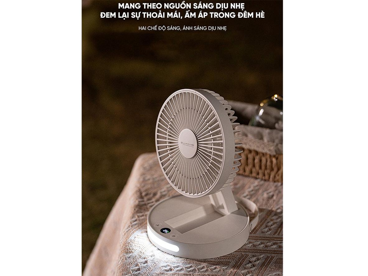 Động cơ DC êm ái, phù hợp phòng ngủ và bàn làm việc.