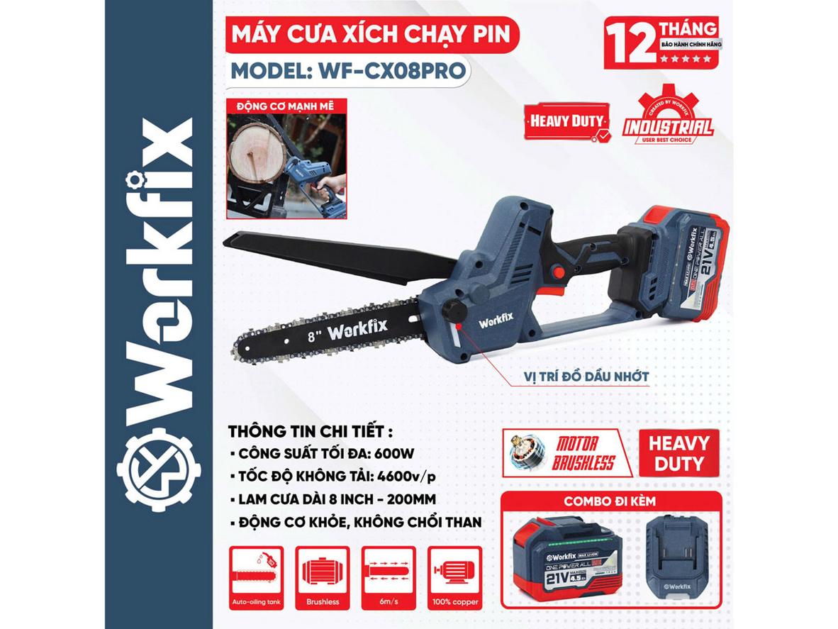 Động cơ không chổi than 600W trên Workfix WF-CX08PRO