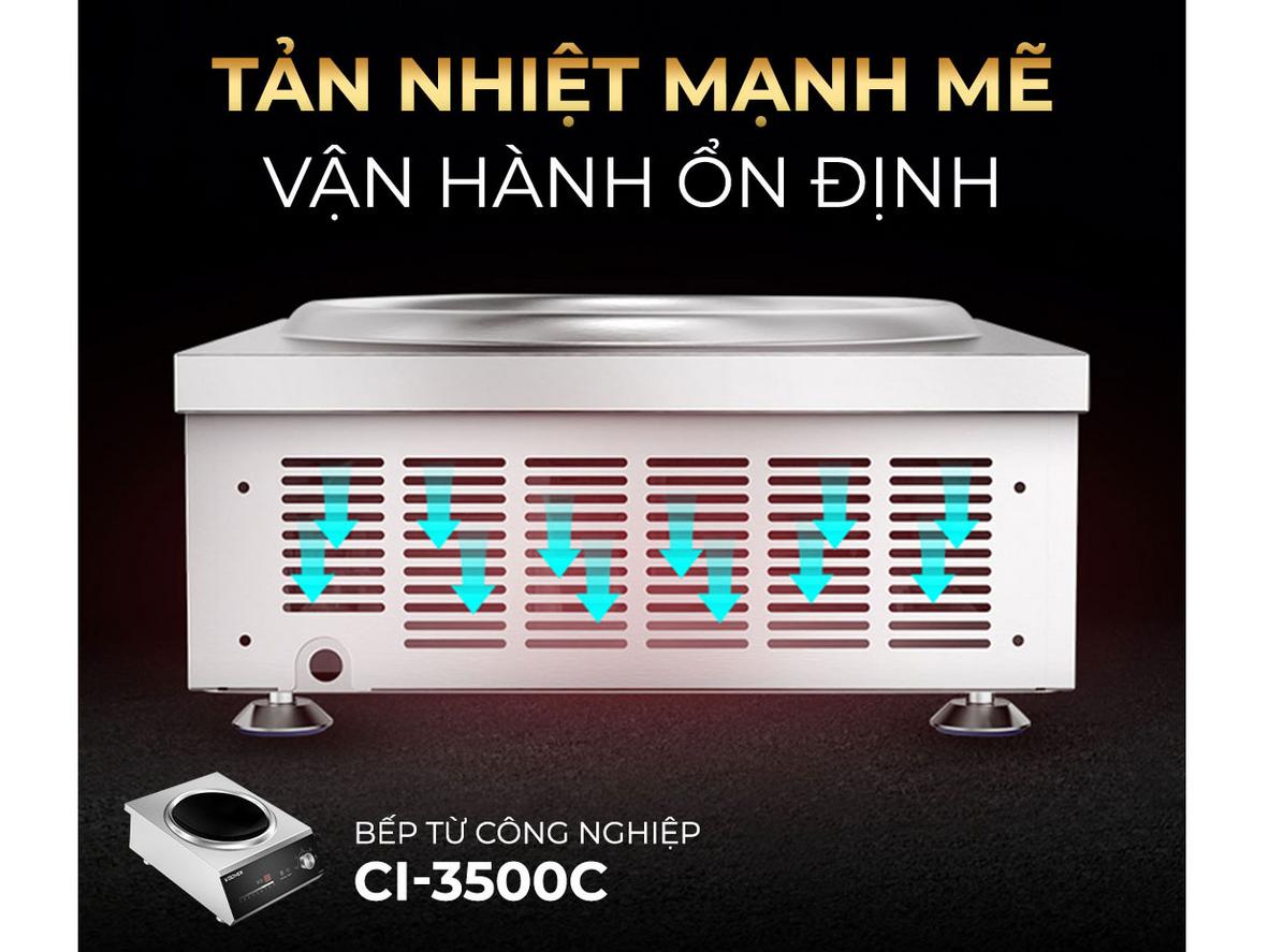 Tản nhiệt kép và mặt kính cường lực giúp bếp bền, mát và dễ vệ sinh.
