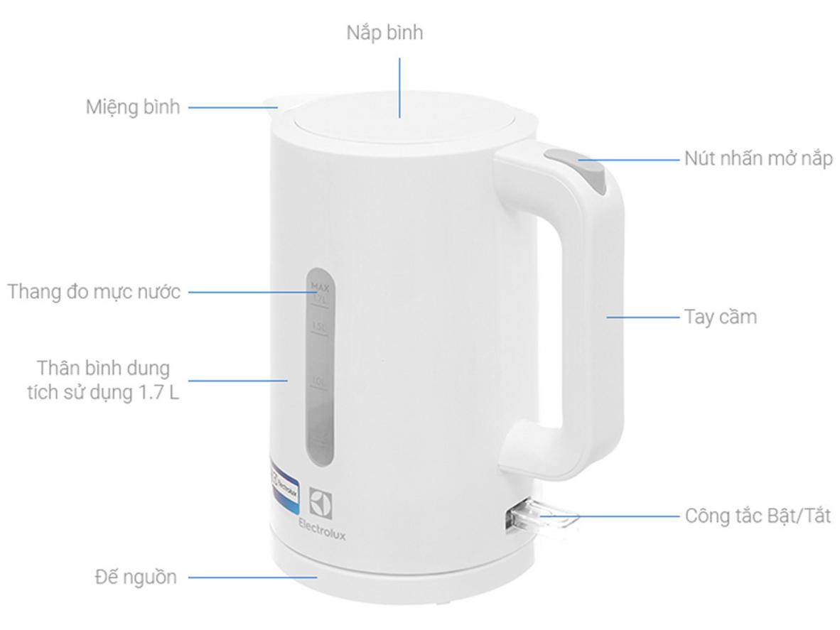 Công suất 2200W cho khả năng đun nhanh, tiết kiệm thời gian chờ.