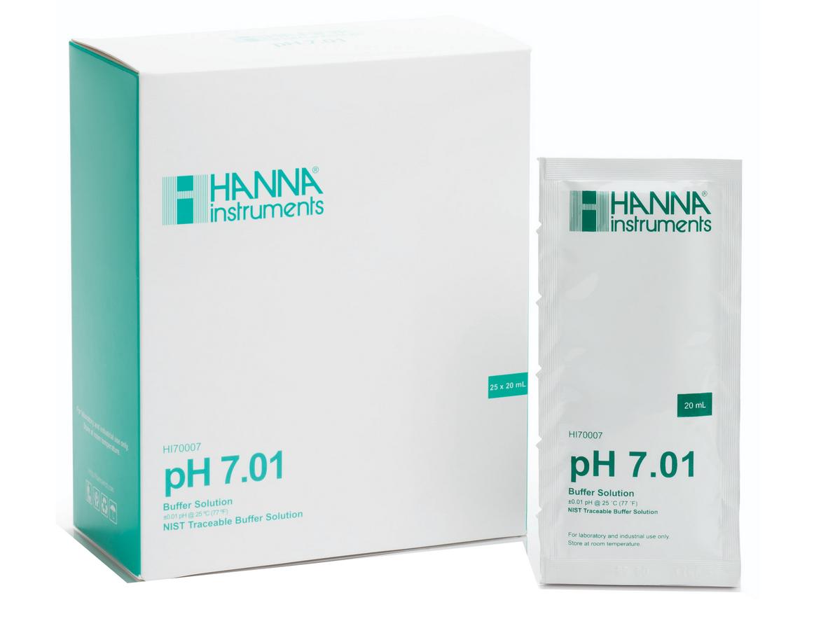 Tổng quan Dung dịch hiệu chuẩn pH 7.01 HI70007P (25 gói, dạng gói 20ml)