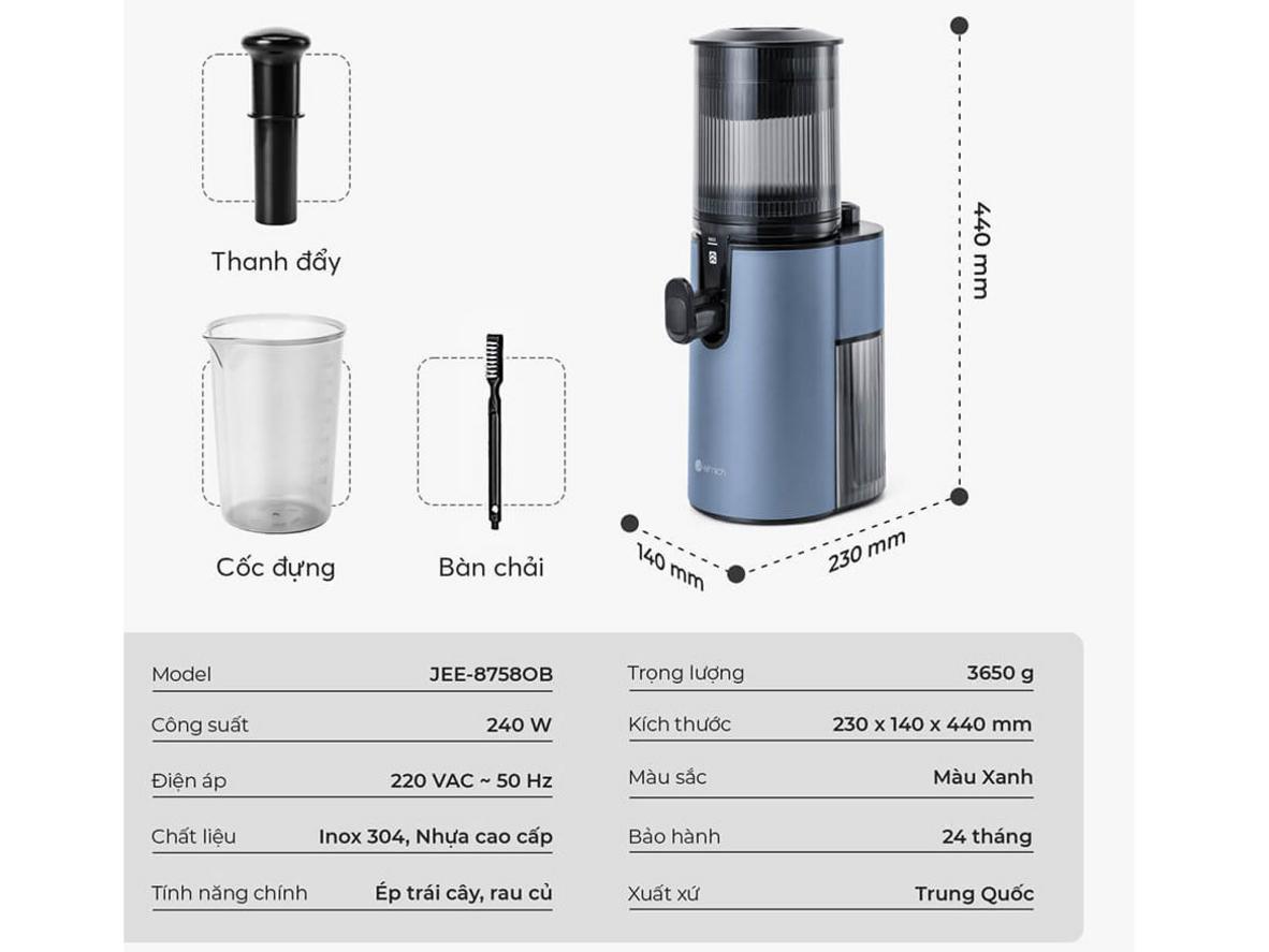 Tốc độ ép chậm 70 vòng/phút giúp giữ trọn hương vị tự nhiên.