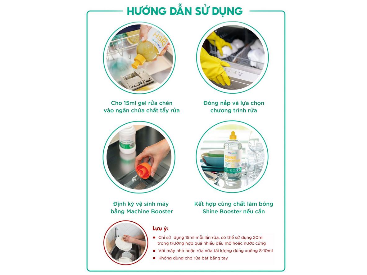 Tổng quan Gel rửa bát chuyên dụng cho máy rửa bát All in one Stanhome Dish gel woody 500ml