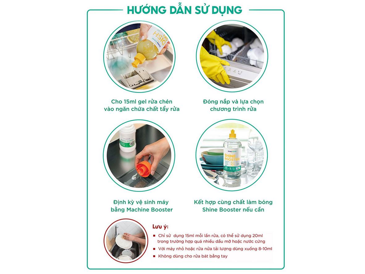 Tổng quan Gel rửa bát đậm đặc chuyên dụng cho máy rửa bát All in one Stanhome Dish gel 500ml (hương cam bưởi )