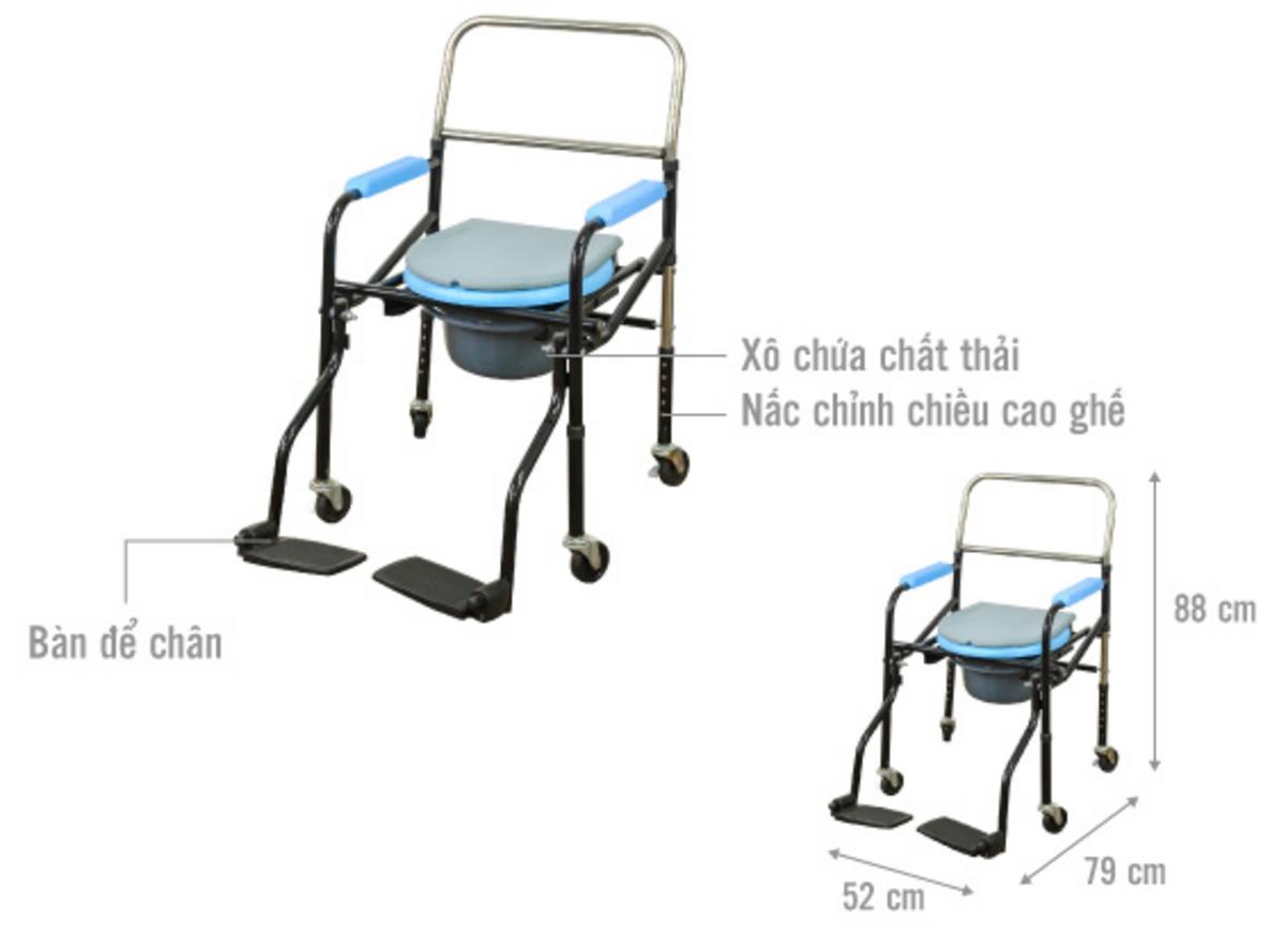 4 bánh xe TPE xoay 360° hỗ trợ di chuyển linh hoạt trong nhà