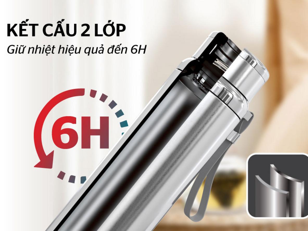 Giữ nóng lạnh ổn định trong khoảng 6 giờ.