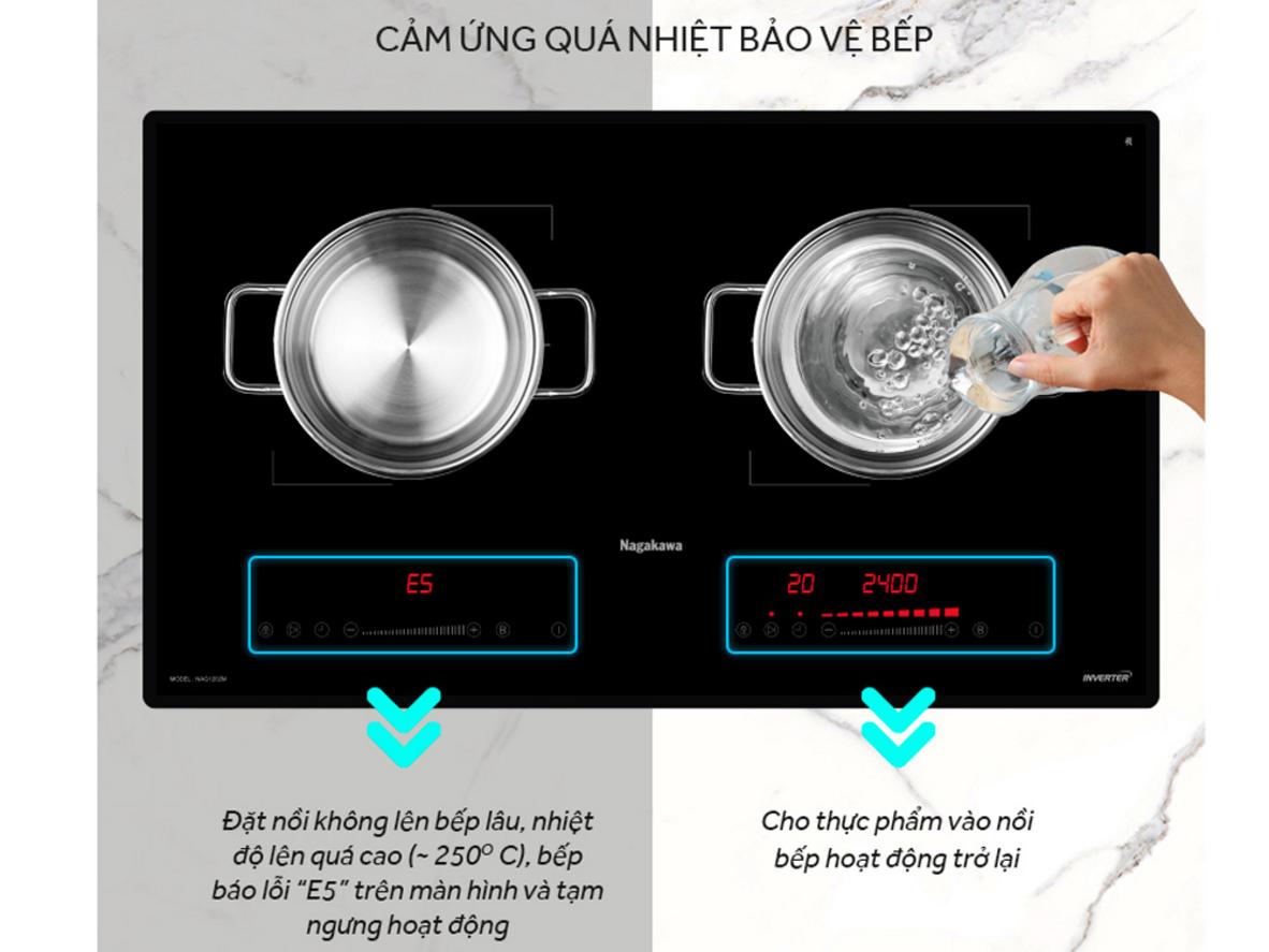 2 vùng nấu độc lập hỗ trợ nấu nhiều món cùng lúc