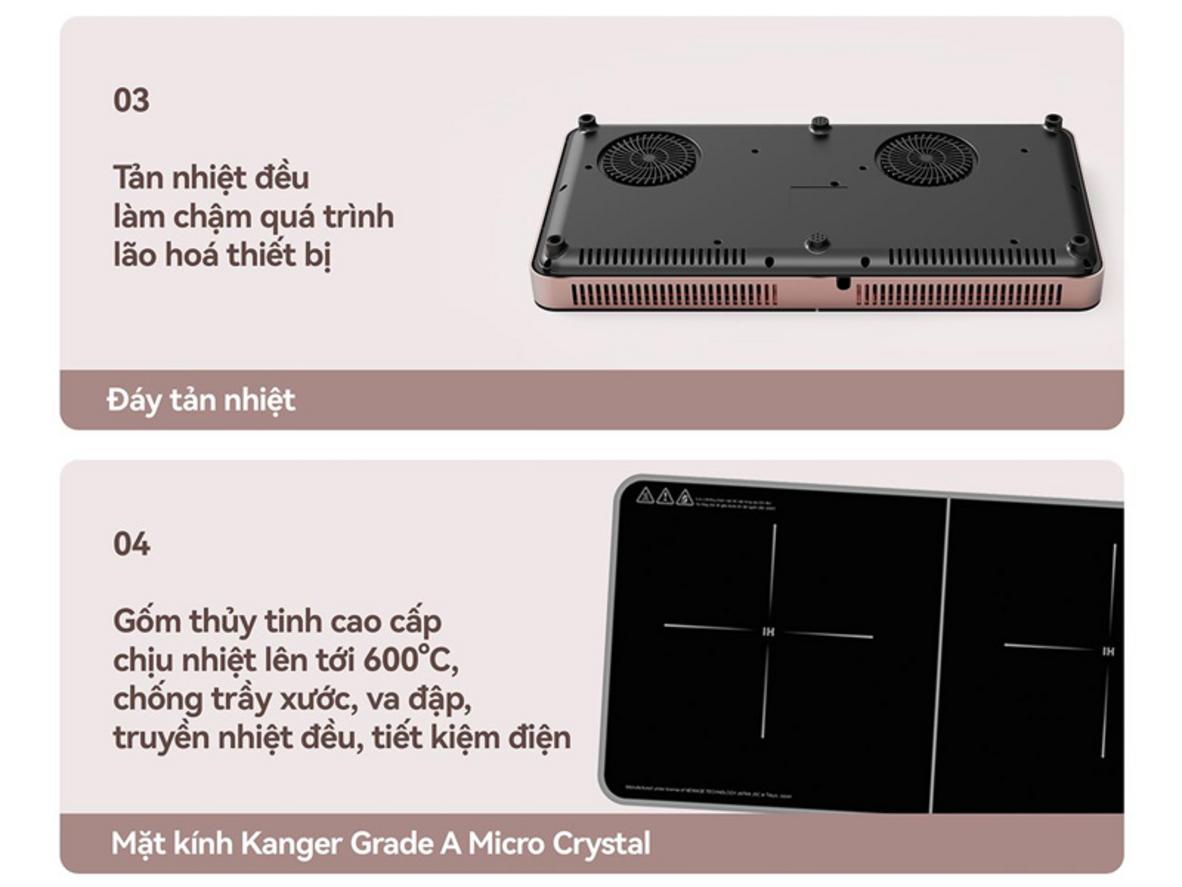 Hẹn giờ 180 phút và khóa trẻ em tăng an toàn khi sử dụng.