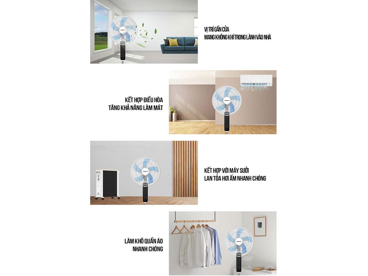 5 cánh quạt 40cm giúp tản gió mạnh và đều.