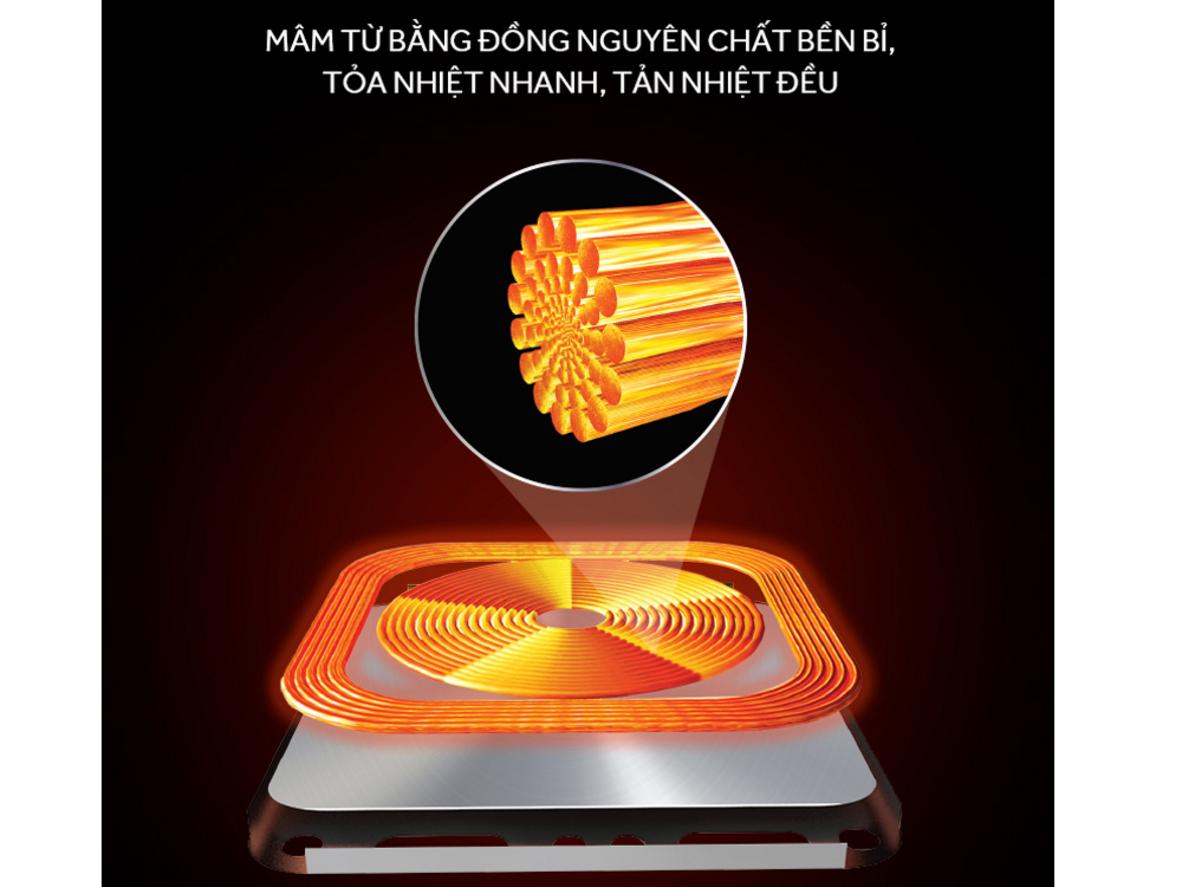Mâm từ đồng và mặt kính Kanger bền đẹp, dễ vệ sinh