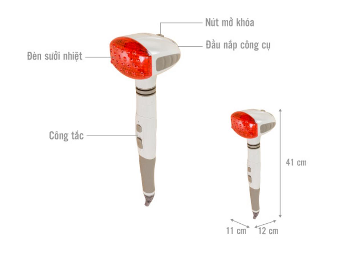 Massage rung với 2 mức cường độ giúp thư giãn linh hoạt.