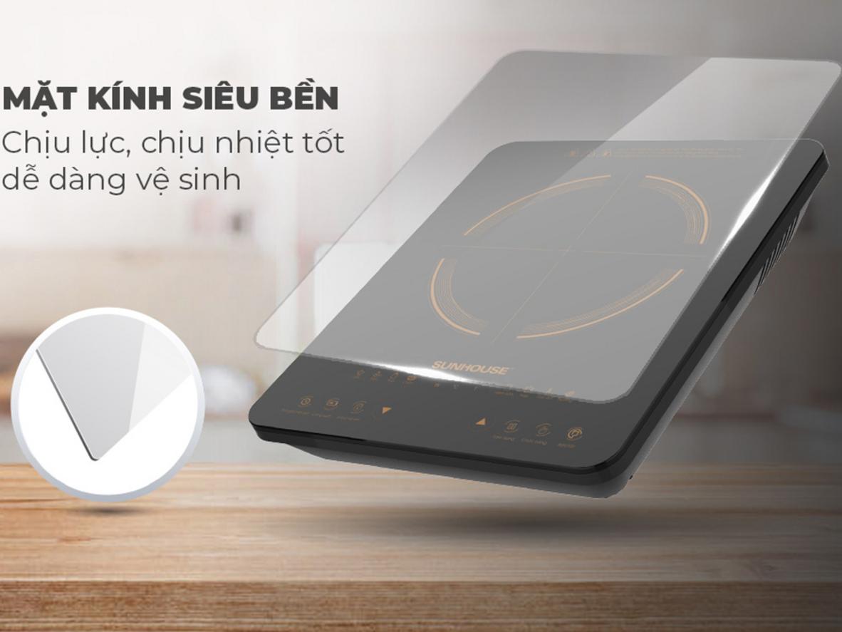 Mặt kính Ceramic cường lực bền đẹp, dễ lau chùi