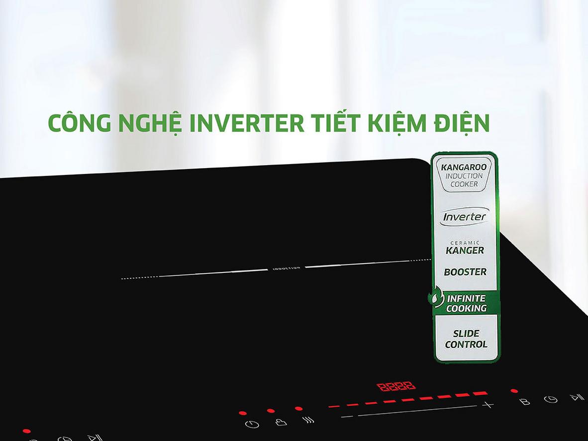 Mặt kính Ceramic Kanger bền đẹp, dễ vệ sinh, tăng tính sang trọng cho bếp.