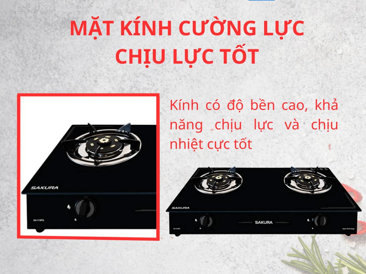 Mặt kính cường lực giúp bếp đẹp và dễ vệ sinh.