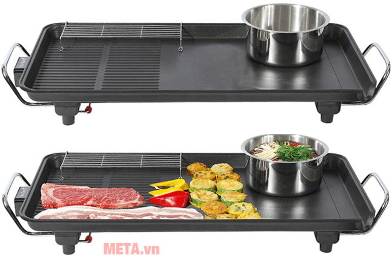 Mặt nướng 57 x 30cm phù hợp gia đình 4-6 người.